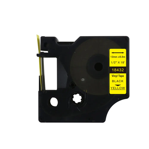 Tape DYMO D1 18432 12mm x 5.5m S0718450 Black on Yellow compatible cartridge 2