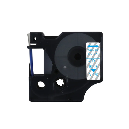 Tape DYMO D1 40911 9mm x 7m S0720510 Blue on przezroczystym compatible cartridge 2