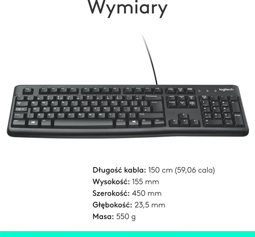Logitech KeyboardK120 Black wired 3
