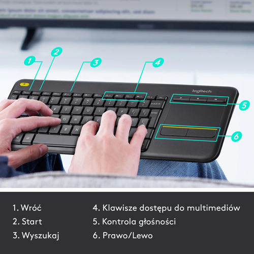 Logitech KeyboardK400 Plus Black bezwired 3