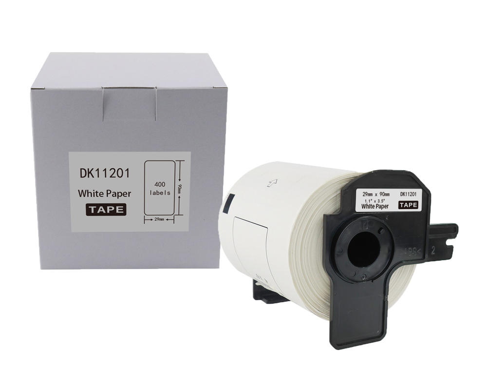 Etykieta BROTHER DK-11201 29mm x 90mm 400 sztuk na rolce, czarny na białym zamiennik 1