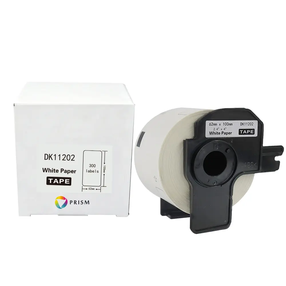 PRISM Brother etykieta DK-11202 62mm x 100mm 300 sztuk na rolce, czarny na białym 1