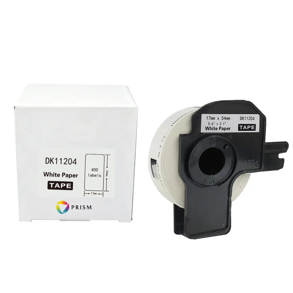 PRISM Brother etykieta DK-11204 17mm x 54mm 400 sztuk na rolce, czarny na białym 1