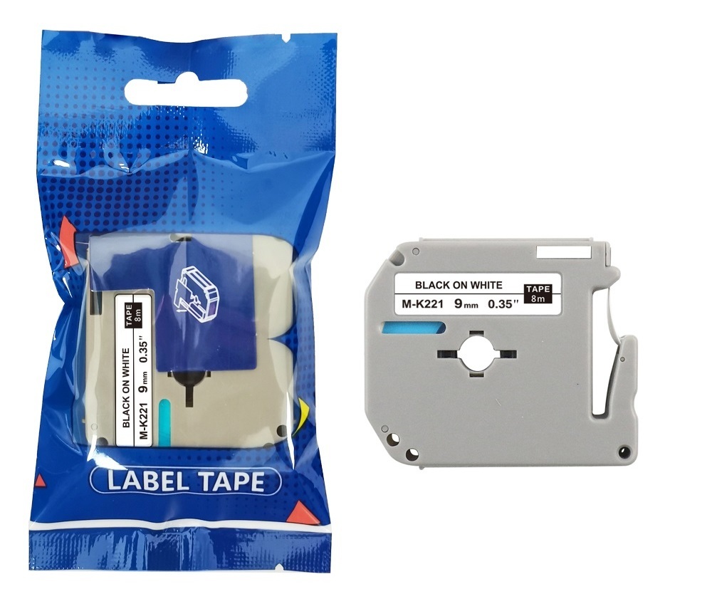 Tape BROTHER M-K221 9mm x 8m Black on White compatible cartridge 1