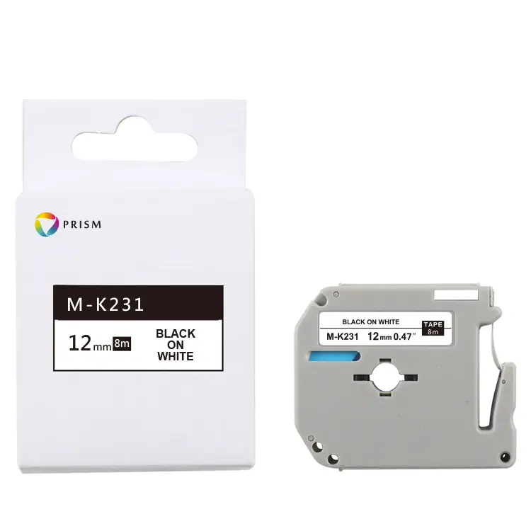 PRISM Brother taśma M-K231 12mm x 8m czarny na białym 1