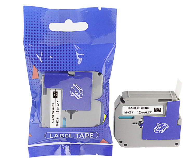Tape BROTHER M-K231 12mm x 8m Black on White compatible cartridge 1