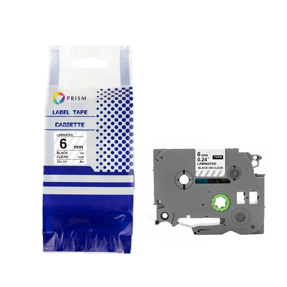 PRISM Brother taśma TZe-111 6mm x 8m czarny na przezroczystym 1