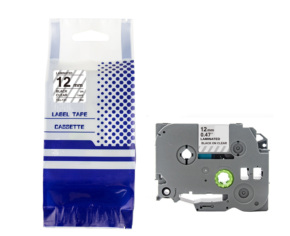 Tape BROTHER TZE-131 12mm x 8m Black on przezroczystym compatible cartridge 1