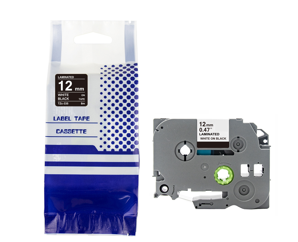 Tape BROTHER TZE-335 12mm x 8m White on czarnym compatible cartridge 1