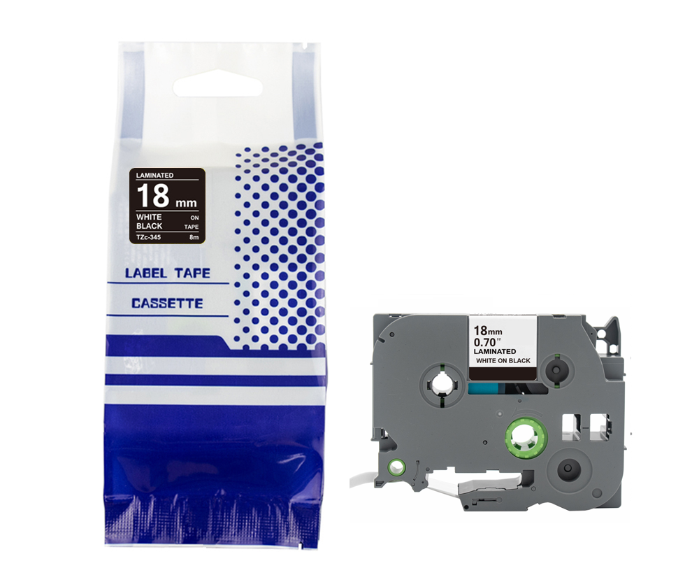 Tape BROTHER TZe-345 18mm x 8m White on czarnym compatible cartridge 1