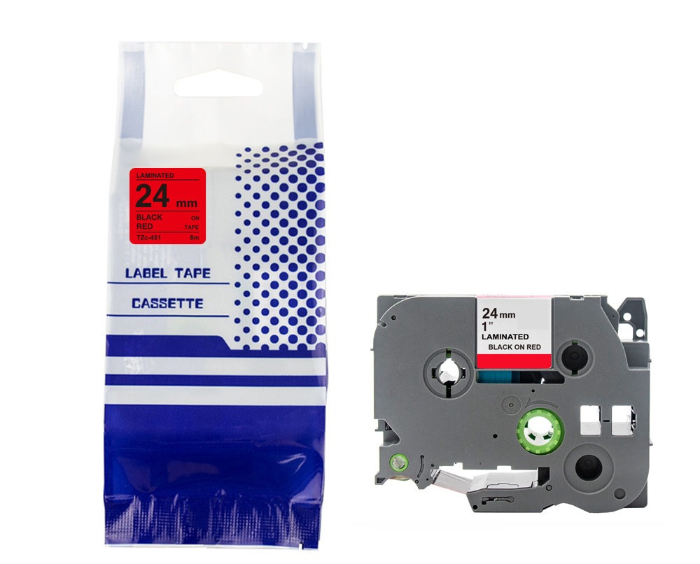 Tape BROTHER TZe-451 24mm x 8m Black on Red compatible cartridge 1