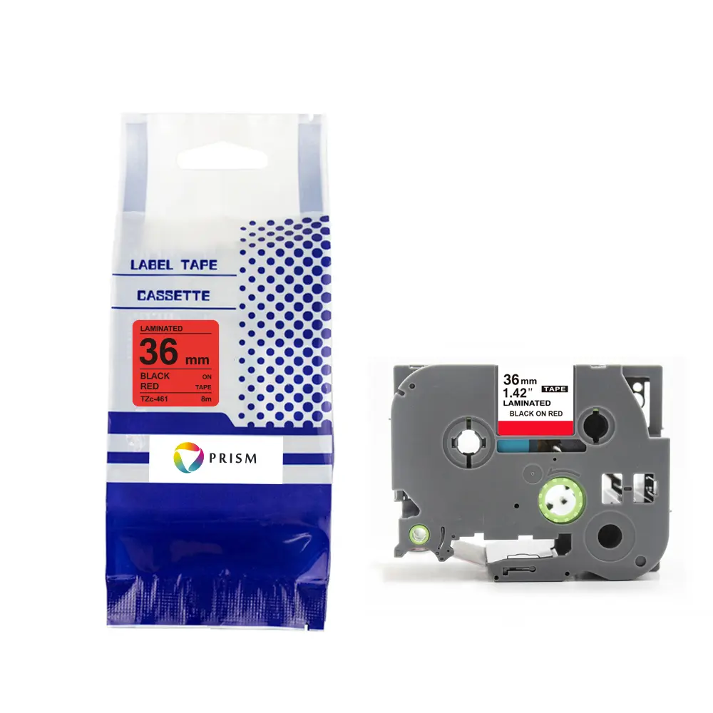 PRISM Brother taśma TZe-461 36mm x 8m czarny na czerwonym 1