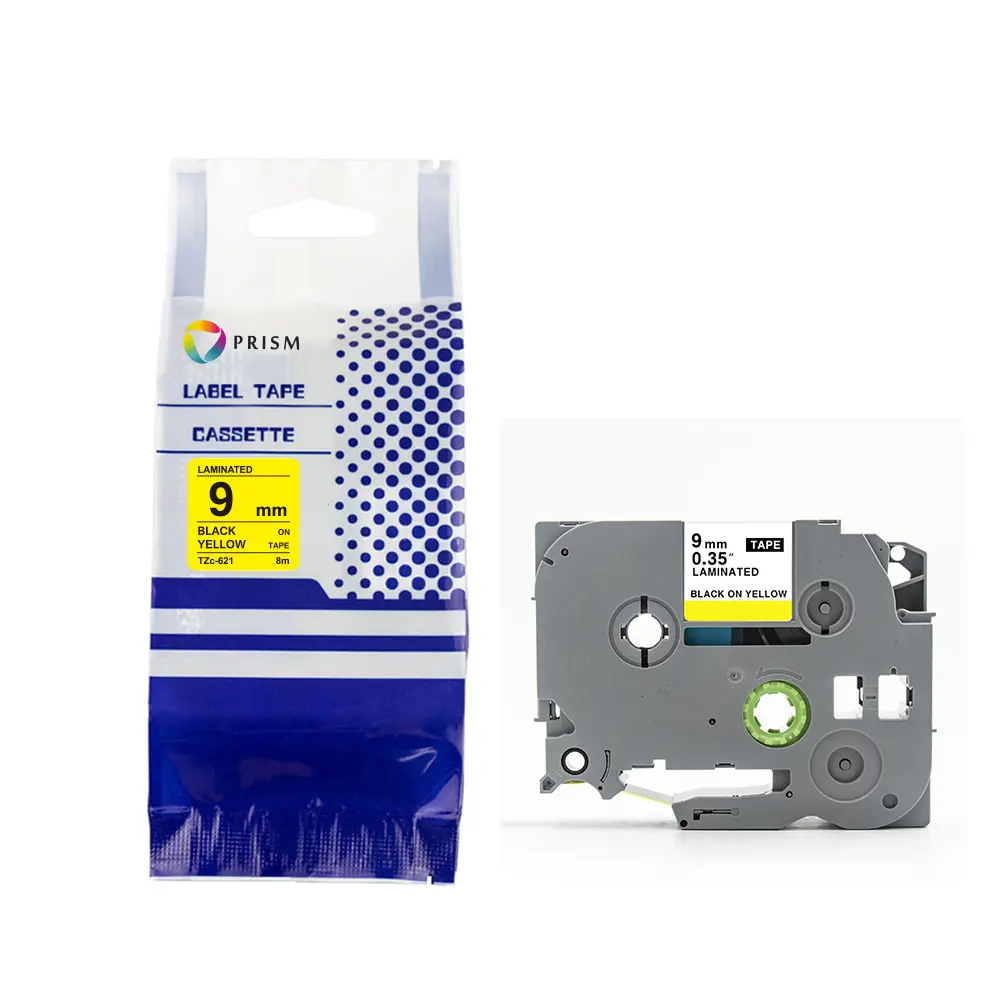 PRISM Brother taśma TZE-621 9mm x 8m czarny na żółtym 1