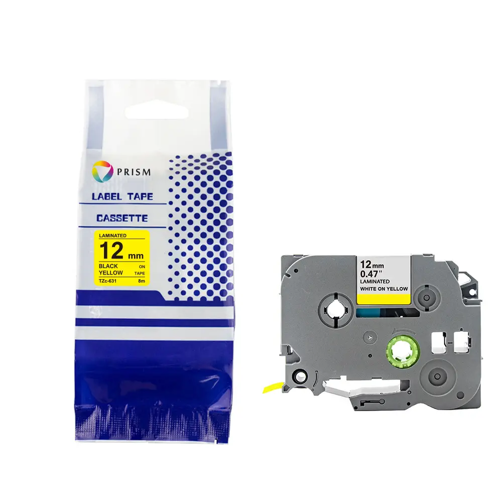 PRISM Brother taśma TZE-631 12mm x 8m czarny na żółtym 1
