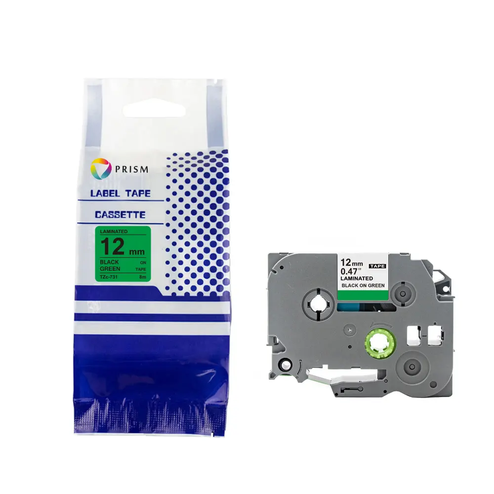 PRISM Brother taśma TZE-731 12mm x 8m czarny na zielonym 1