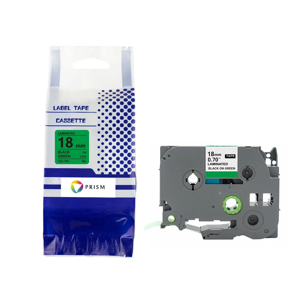 PRISM Brother taśma TZe-741 18mm x 8m czarny na zielonym 1