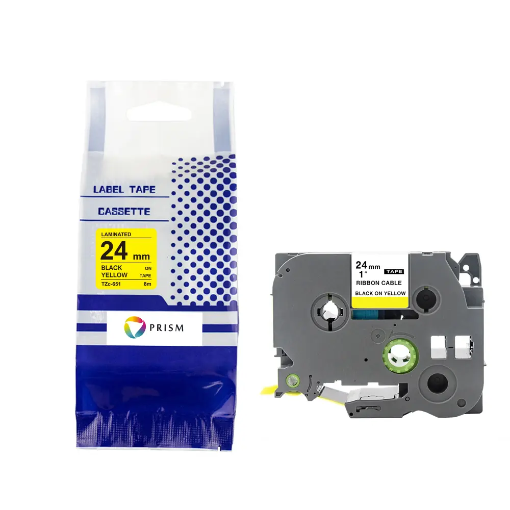PRISM Brother taśma TZe-FX651 24mm x 8m czarny na żółtym zamiennik 1