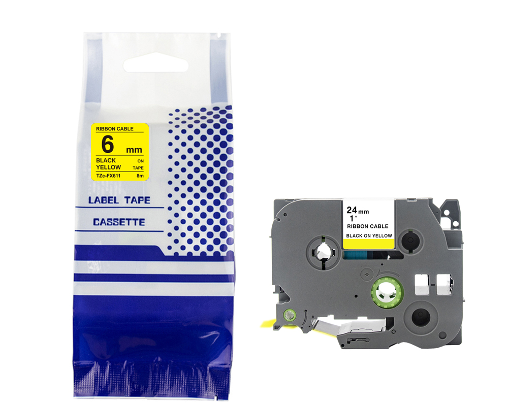 Tape BROTHER TZe-FX651 24mm x 8m Black on Yellow compatible cartridge 1