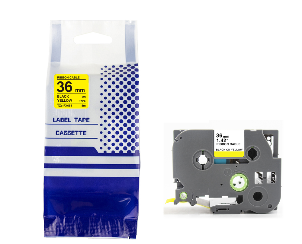 Tape BROTHER TZe-FX661 36mm x 8m Black on Yellow compatible cartridge 1