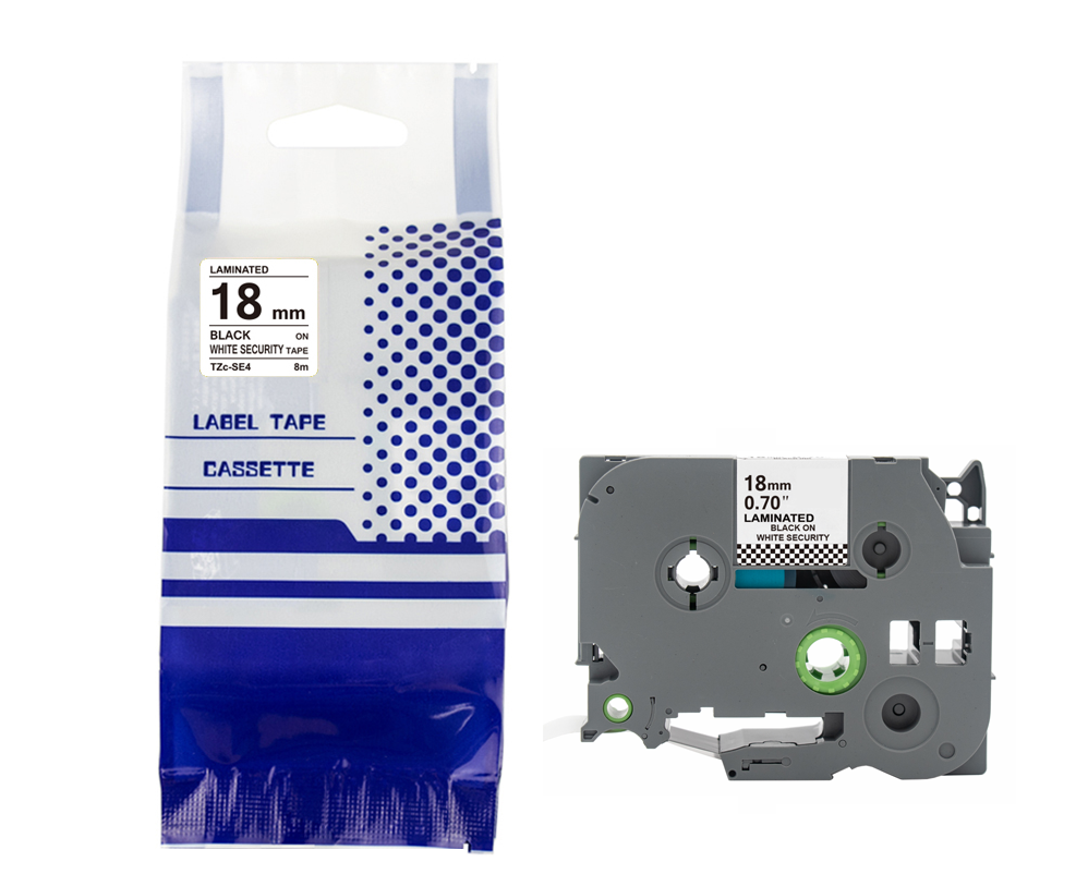 Tape BROTHER TZE-SE4 18mm x 8m Black on White compatible cartridge 1