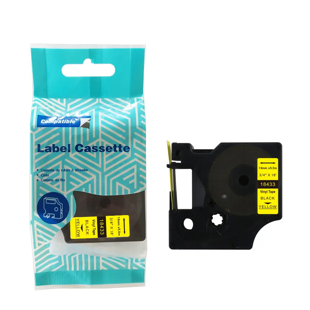 Tape DYMO D1 18433 19mm x 5.5m S0718470 Black on Yellow compatible cartridge 1