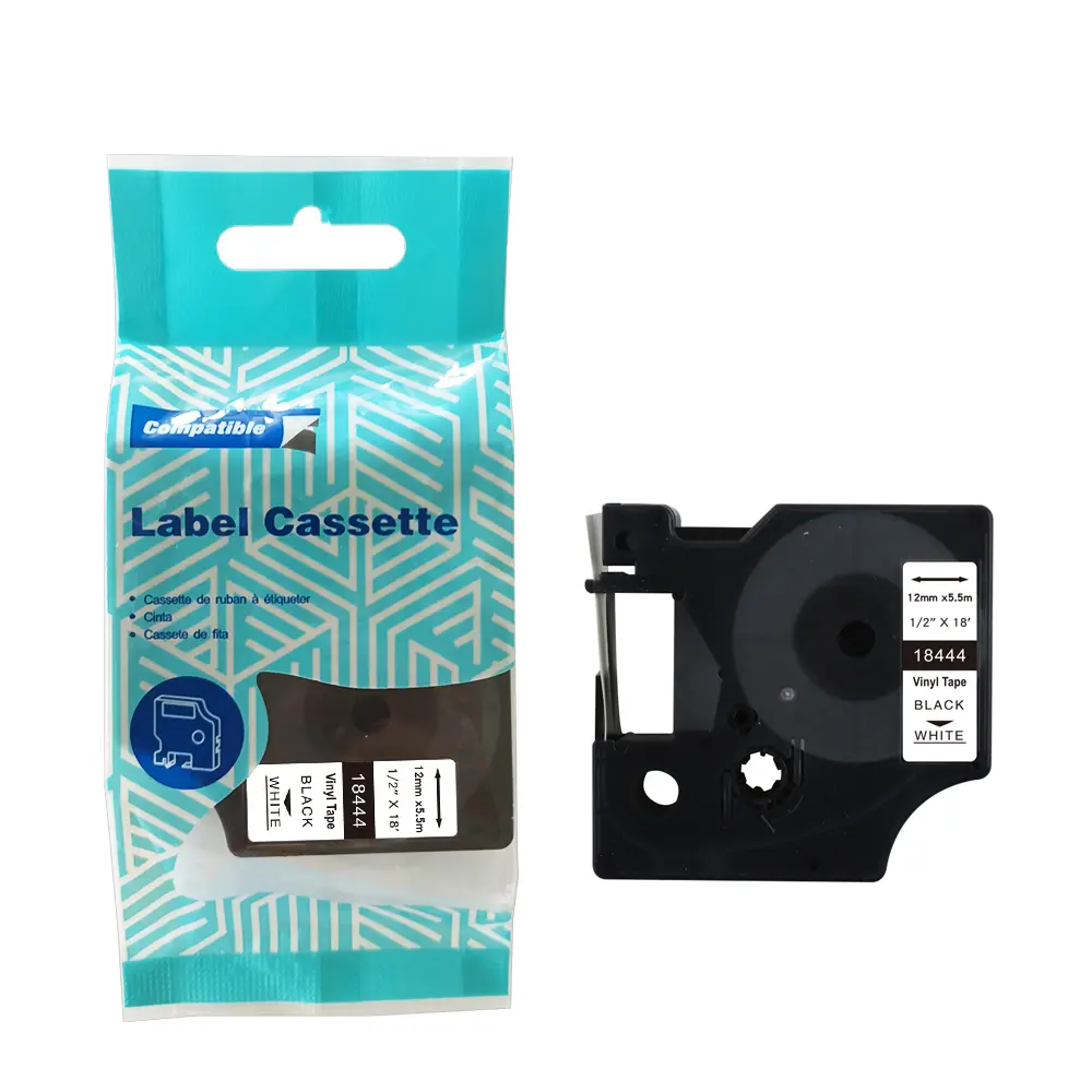 Tape DYMO D1 18444 12mm x 5.5m S0718600 Black on White compatible cartridge 1