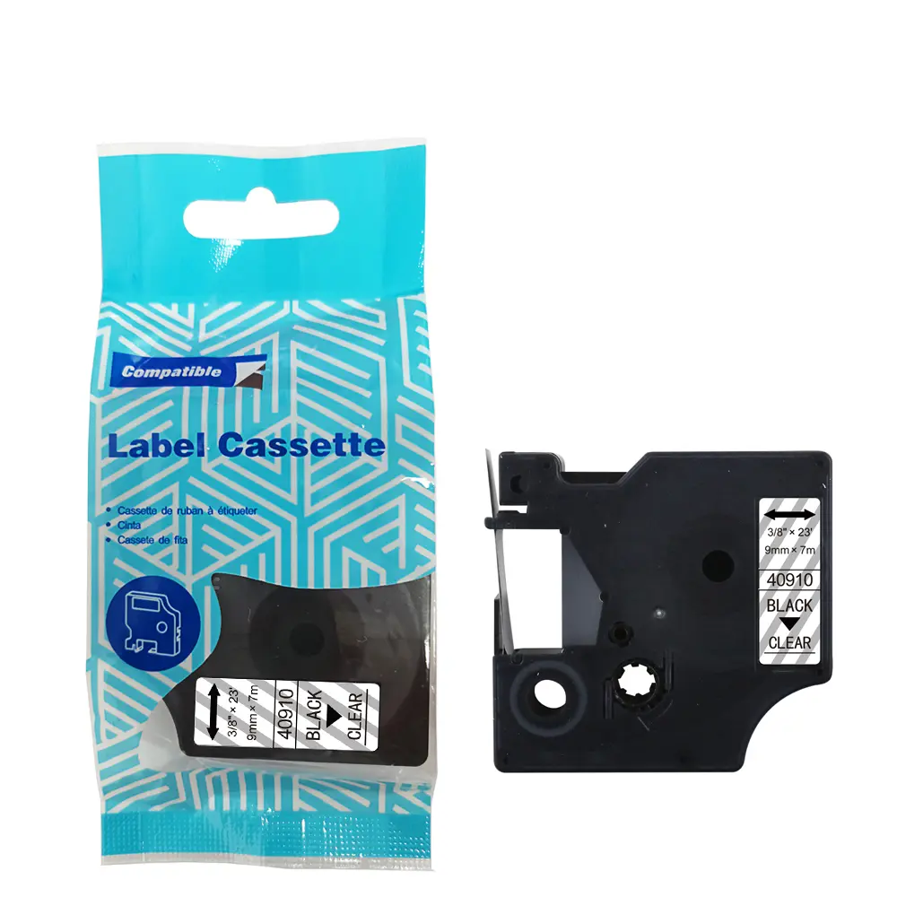 Tape DYMO D1 40910 9mm x 7m S0720670 Black on przezroczystym compatible cartridge 1