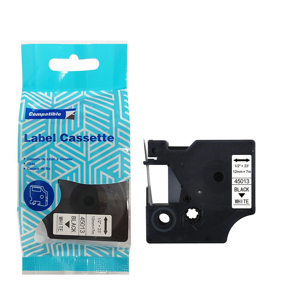 Tape DYMO D1 45013 12mm x 7m S0720530 Black on White compatible cartridge 1