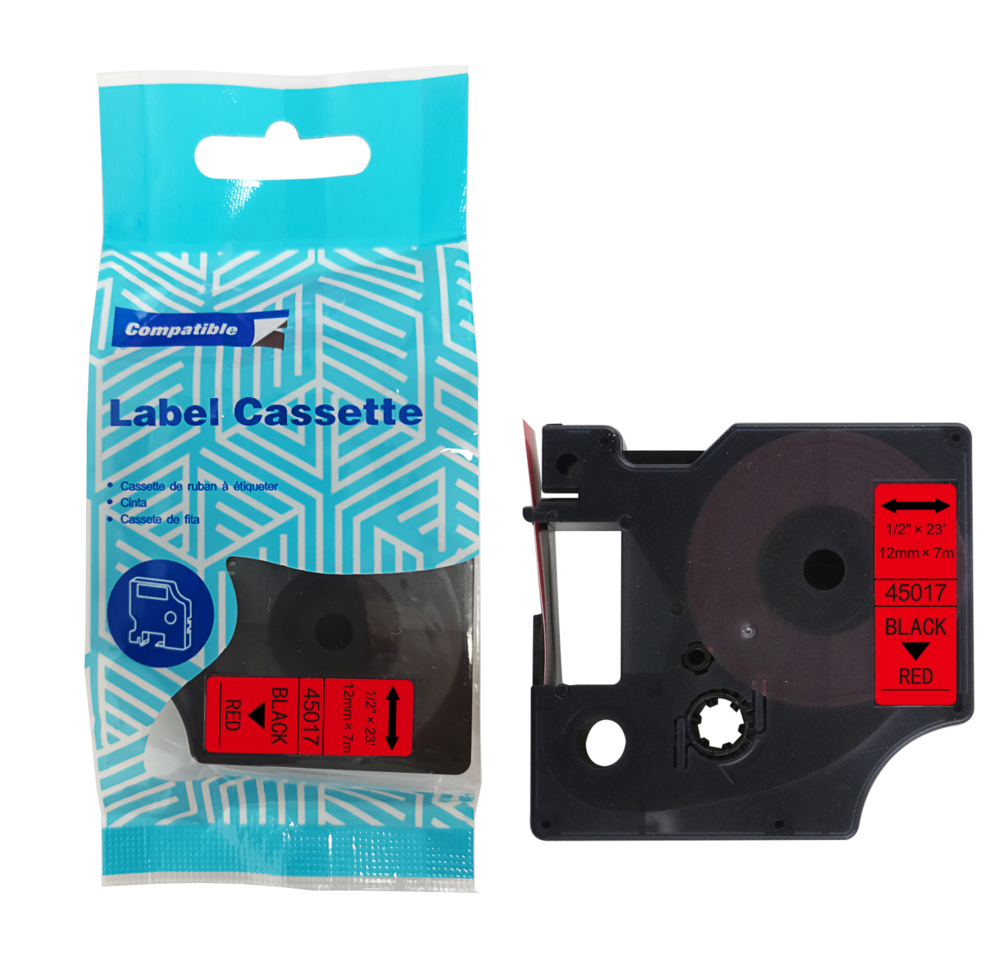 Tape DYMO D1 45017 12mm x 7m S0720570 Black on Red compatible cartridge 1