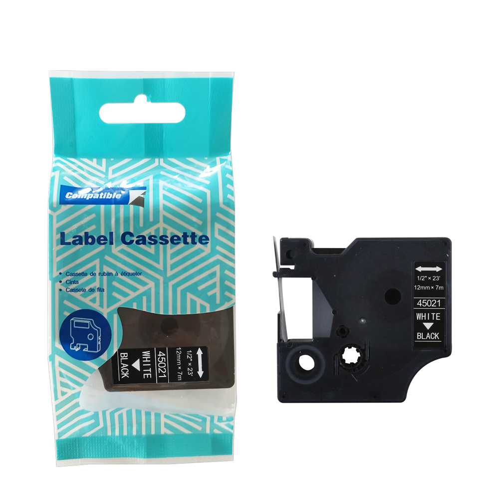 Tape DYMO D1 45021 12mm x 7m S0720610 White on czarnym compatible cartridge 1