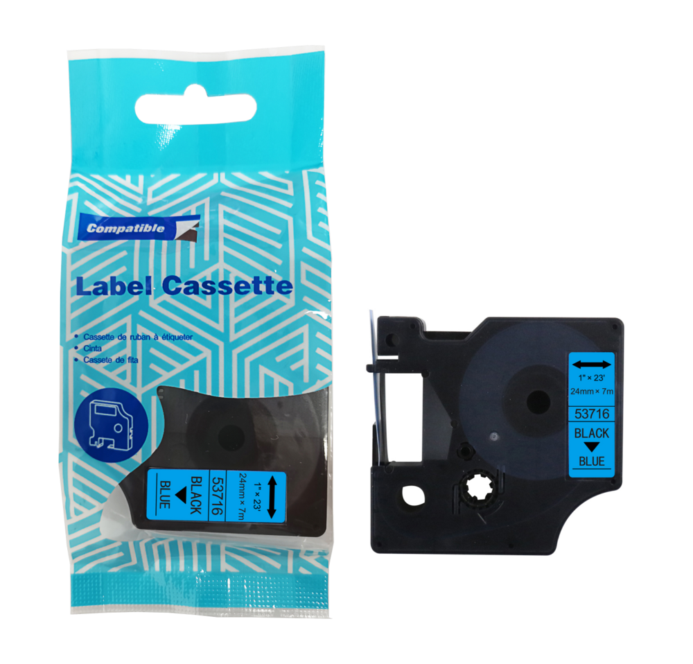 Tape DYMO D1 53716 24mm x 7m S0720960 Black on Blue compatible cartridge 1