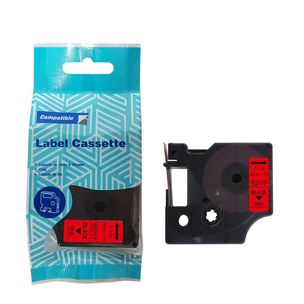 Tape DYMO D1 53717 24mm x 7m S0720970 Black on Red compatible cartridge 1