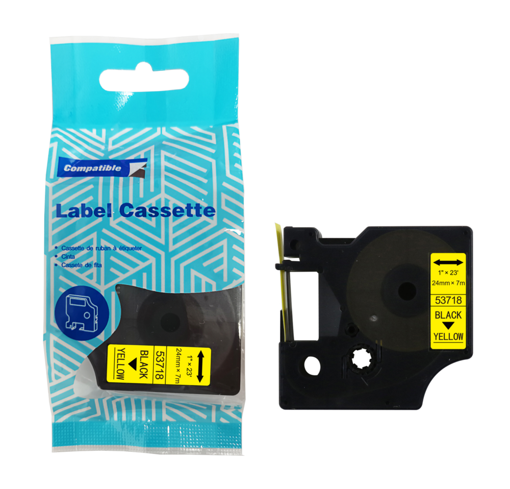 Tape DYMO D1 53718 24mm x 7m S0720980 Black on Yellow compatible cartridge 1
