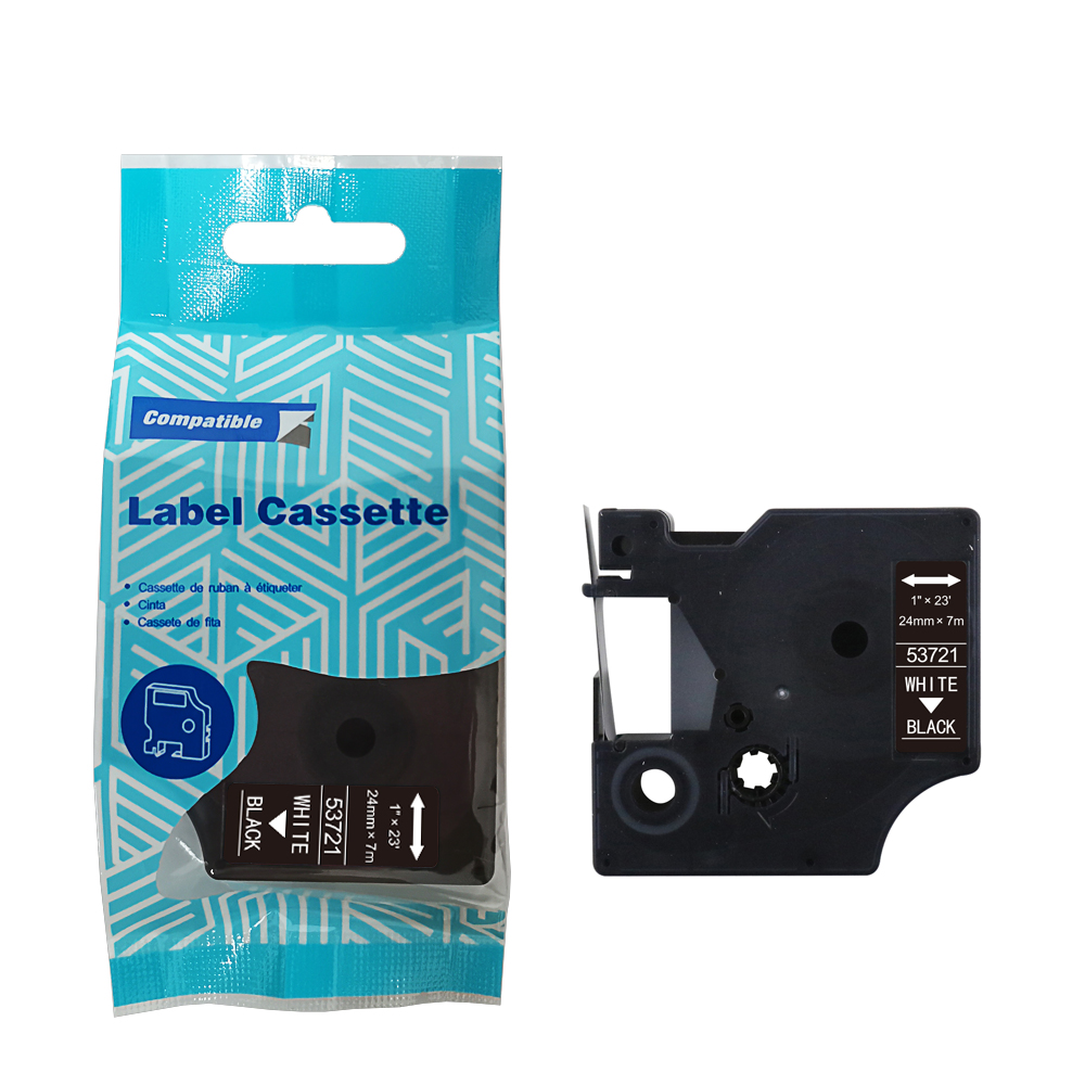 Tape DYMO D1 53721 24mm x 7m S0721010 White on Black compatible cartridge 1