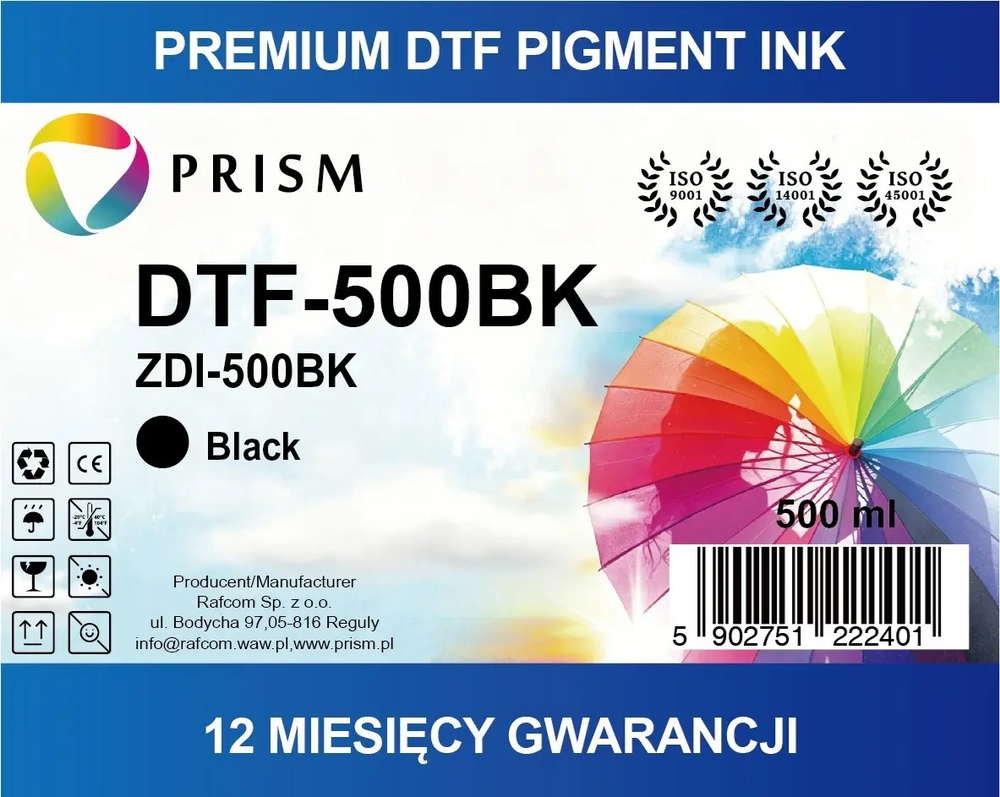 PRISM DTF Ink cartridge Black 500ml bottle 238 1