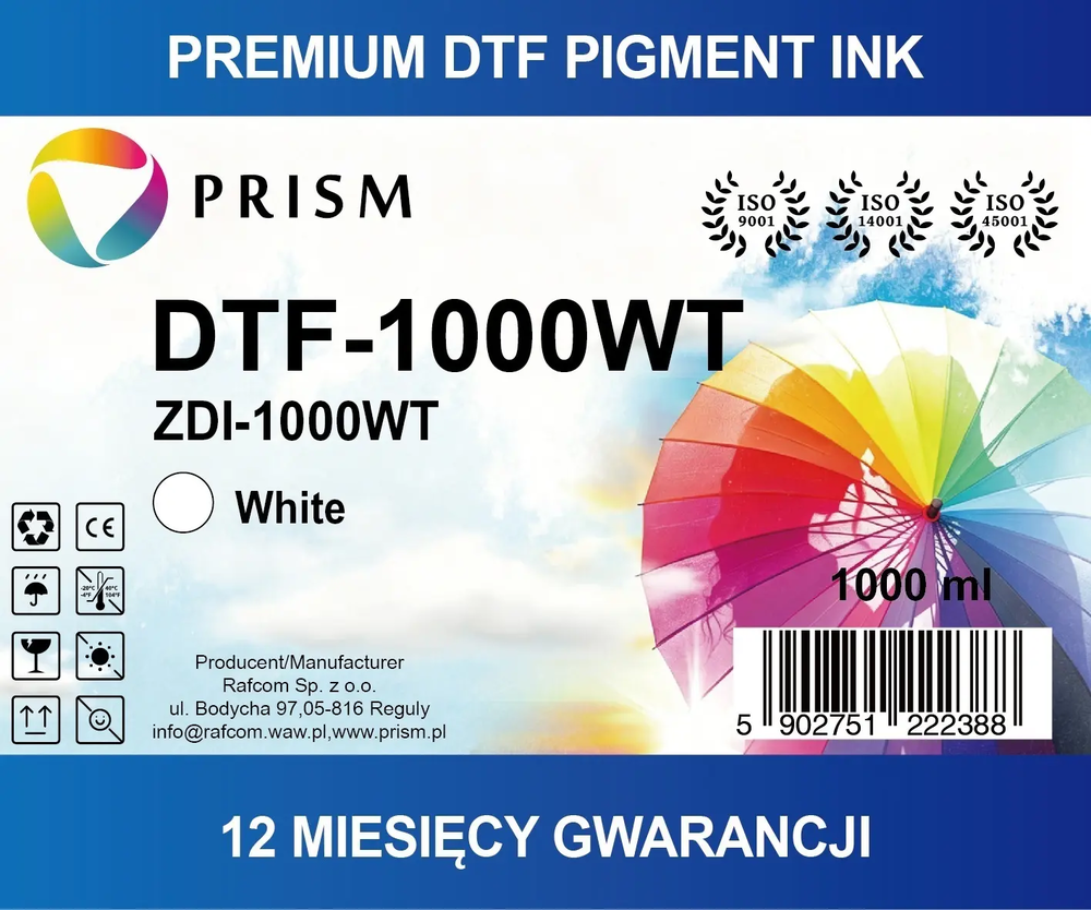 PRISM DTF Ink cartridge White 1000ml bottle 1
