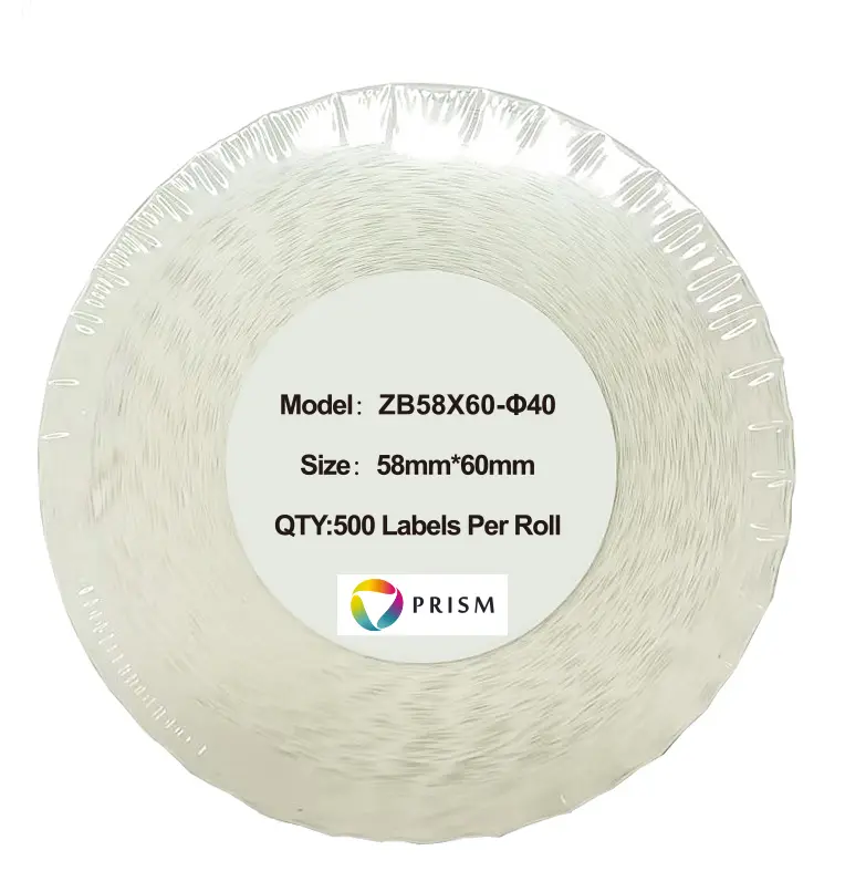 PRISM Etykieta termiczna 58mm x 60mm 500szt., rolka fi 40mm 1