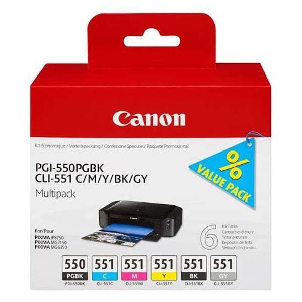 Canon Ink cartridge PGI-550/CLI-551 Multipack PGBK/C/M/Y/BK/GY. black/color 1