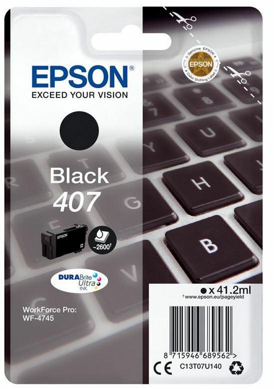 Epson Ink cartridge WF-4745 C13T07U140 Bk 407XL 2600 pages 41.2 ml 1