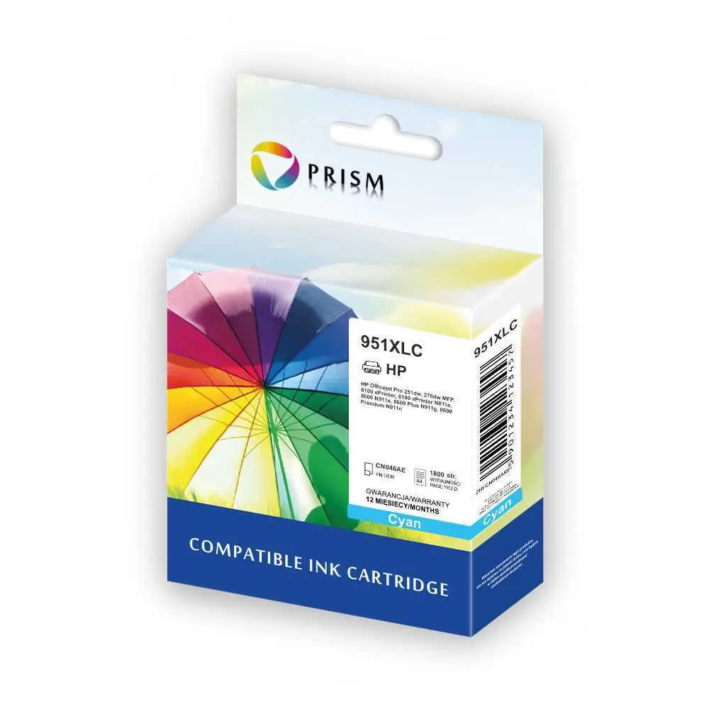 PRISM HP Ink cartridge nr 951XL CN046AE Cyan 25ml 1800 str. Remanufactured 1