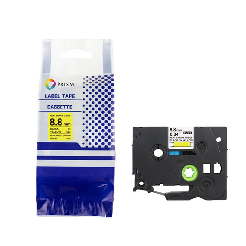 PRISM Brother rurka termokurczliwa HSE-621 9mm x 1,5m czarny na żółtym zamiennik 1