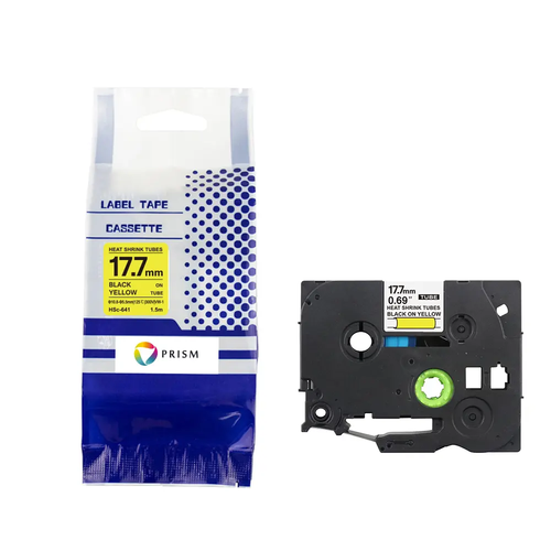 Rurka termokurczliwa BROTHER HSE-641 18mm x 1,5m czarny na żółtym zamiennik 1
