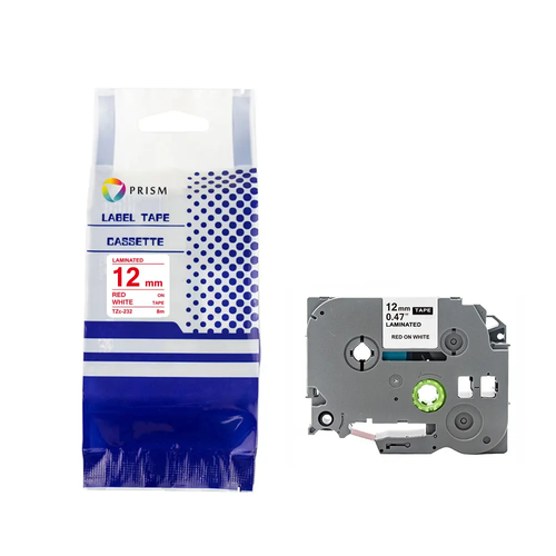 PRISM Brother taśma TZe-232 12mm x 8m czerwony na białym 1