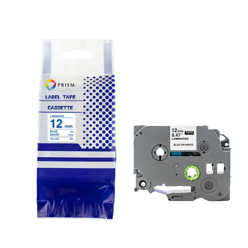 PRISM Brother taśma TZe-233 12mm x 8m niebieski na białym 1