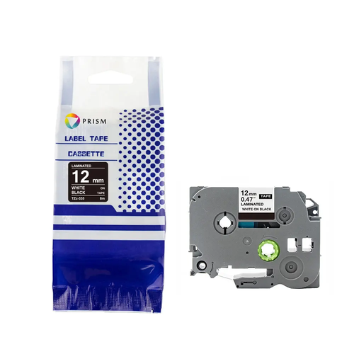 PRISM Brother taśma TZE-335 12mm x 8m biały na czarnym 1