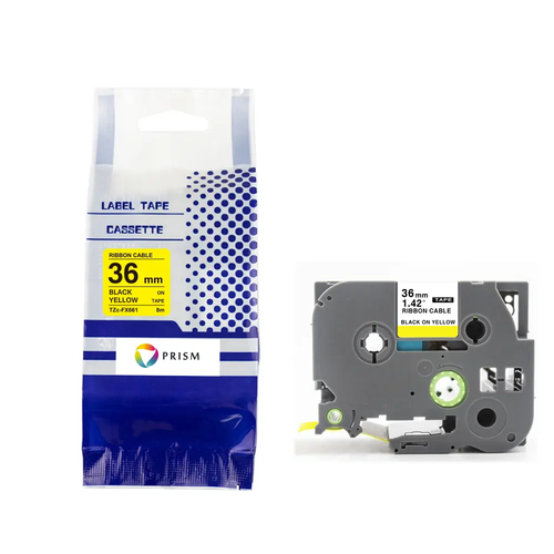 PRISM Brother taśma TZe-FX661 36mm x 8m czarny na żółtym zamiennik 1