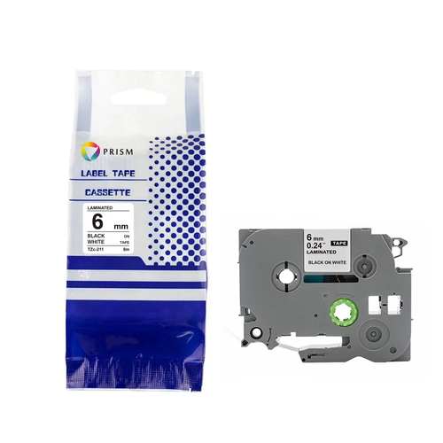 PRISM Brother taśma TZe-S211 6mm x 8m czarny na białym 1