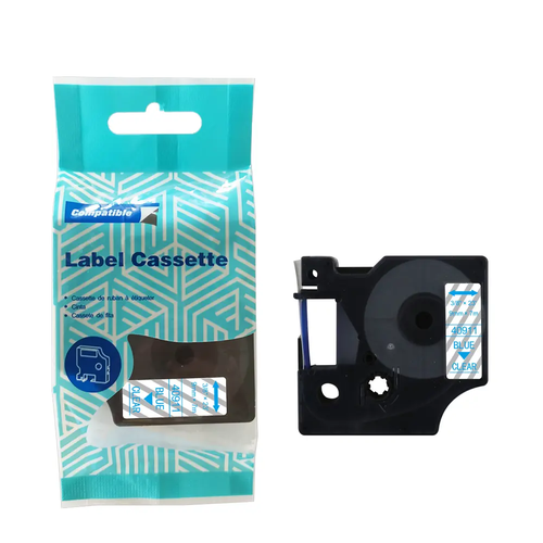 Tape DYMO D1 40911 9mm x 7m S0720510 Blue on przezroczystym compatible cartridge 1