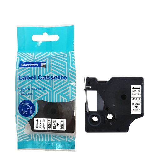 Tape DYMO D1 40913 9mm x 7m S0720680 Black on White compatible cartridge 1