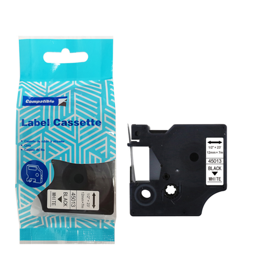 Tape DYMO D1 45013 12mm x 7m S0720530 Black on White compatible cartridge 1